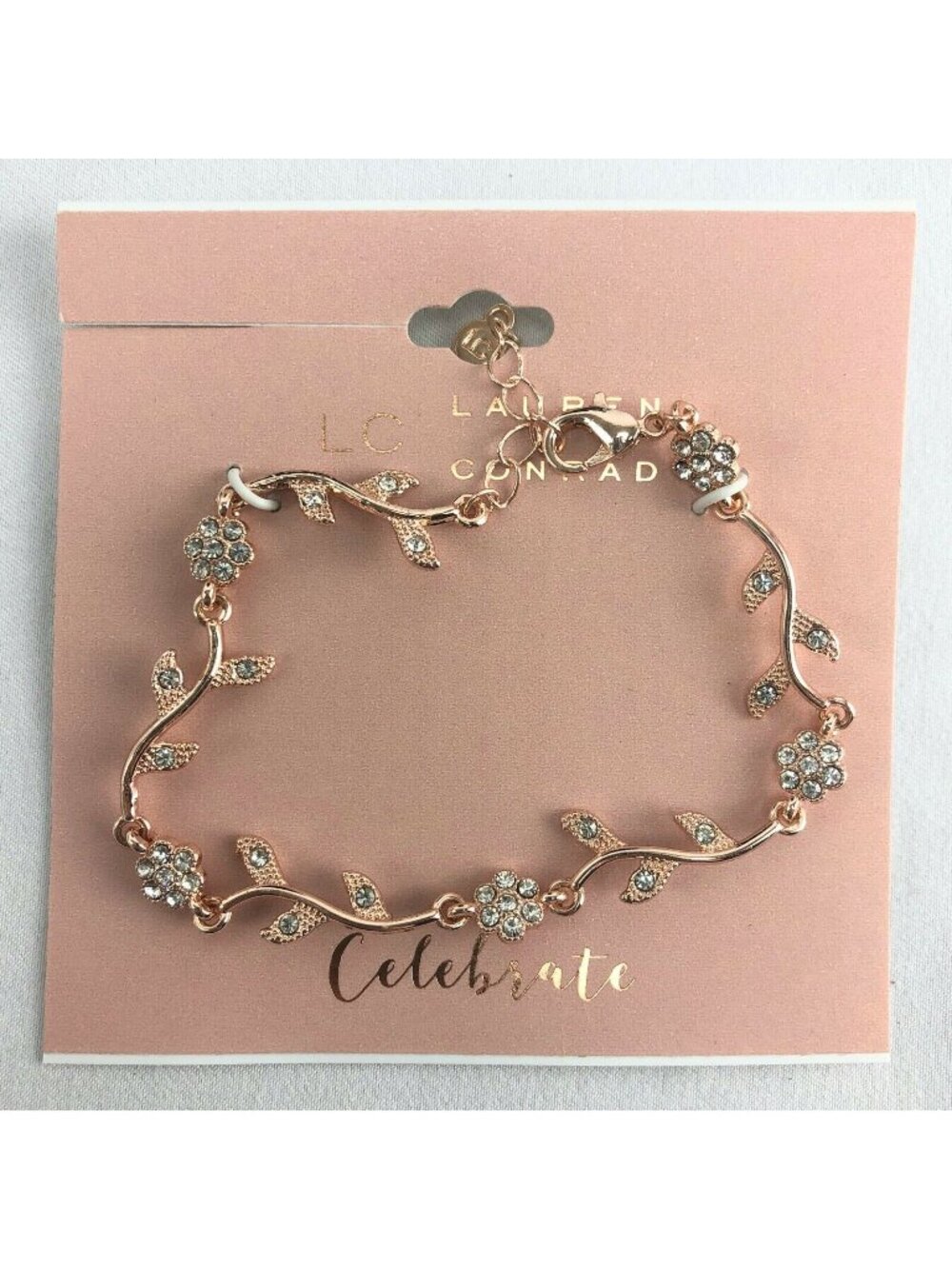 LC Lauren Conrad Copper-Tone Bracelet Flowers with Rhinestones #532